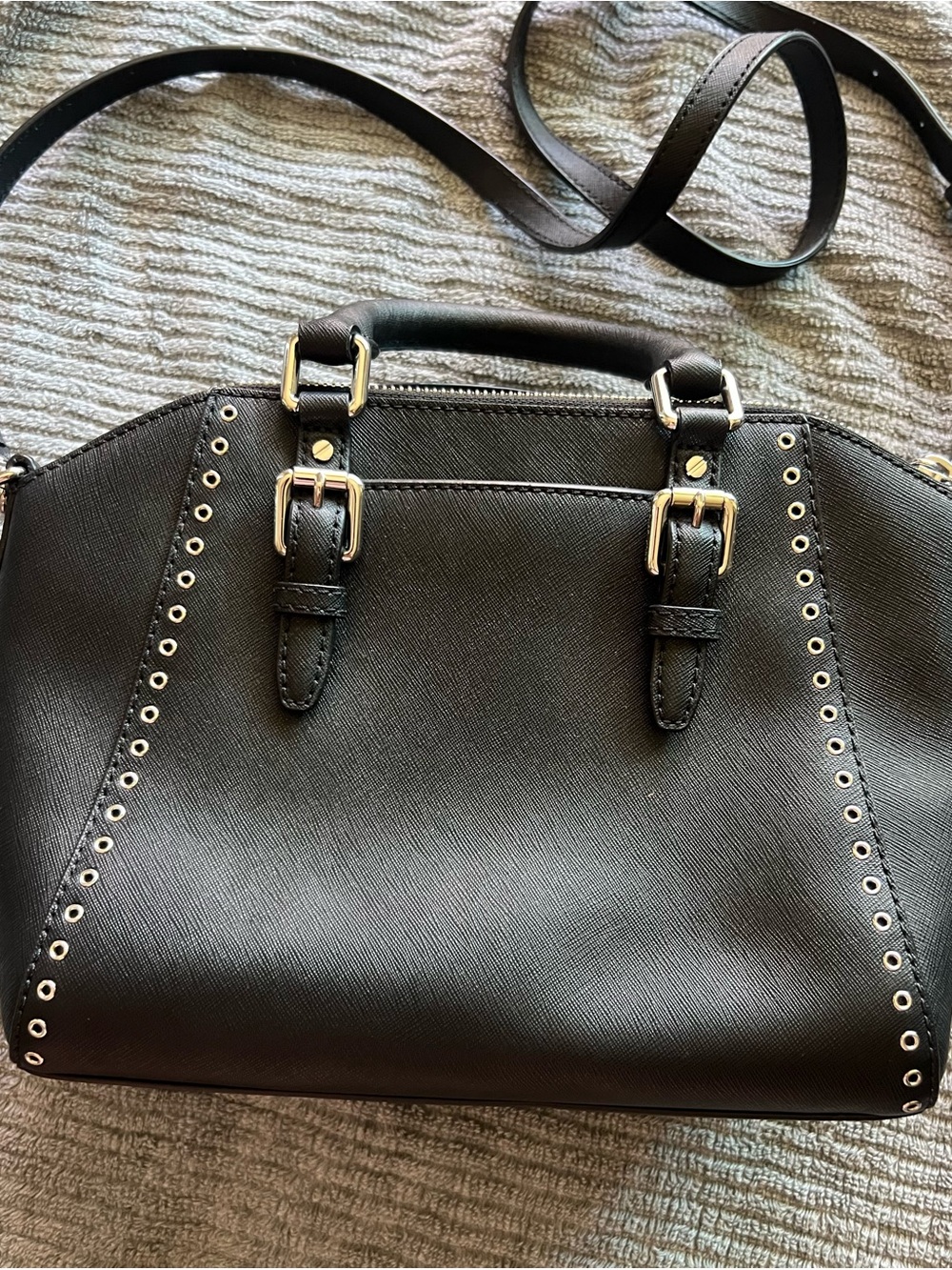 Michael Kors Black Saffiano Leather Satchel with Silver Hardware - Picture 3 of 12